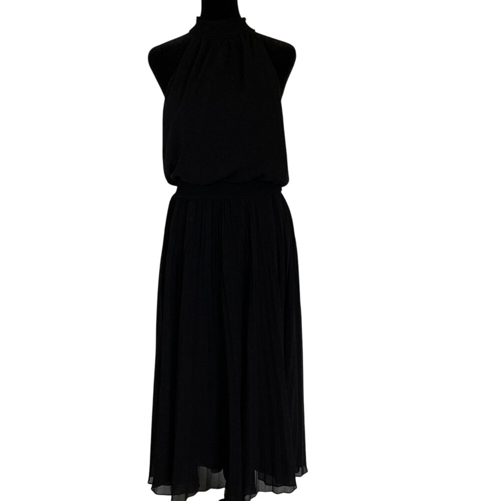 Black Halter Neck Midi Dress - Women Dresses Midi